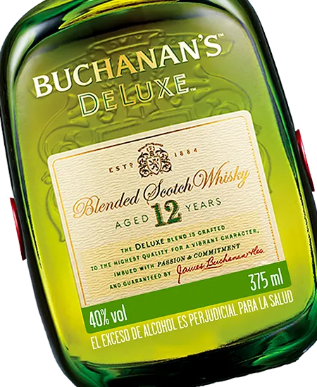 Detalle de etiqueta Buchanans Deluxe 12 años x 375ml