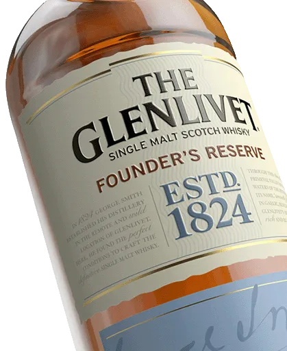 Etiqueta de Glenlivet Founders Reserve x 700ml foto de botella diagonal