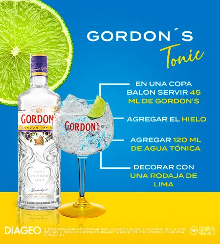 Receta Gin Tonic Gordons Dry Gin x 700ml
