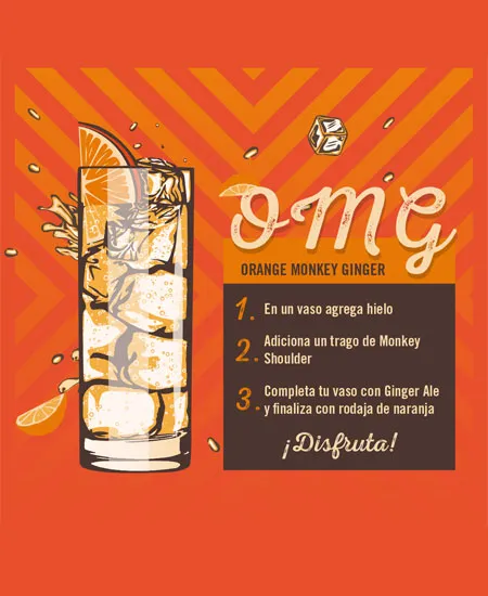 Receta de Orange monkey Ginger Monkey Shoulder x 700ml GRATIS 1 Tote Bag