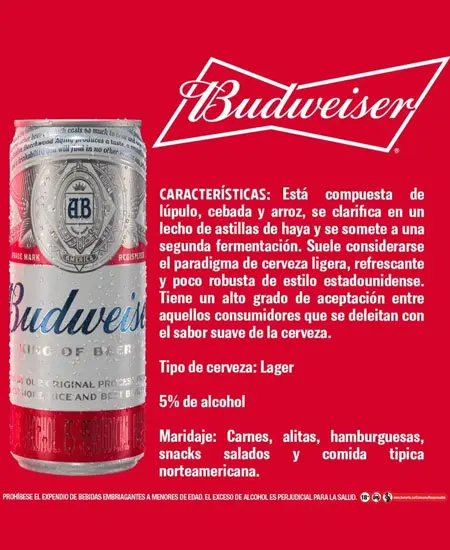 Caracteristicas Budweiser Sixpack x 269ml