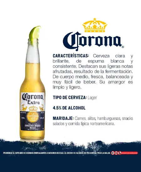 Caracteristicas de Cerveza Corona Extra x 355ml