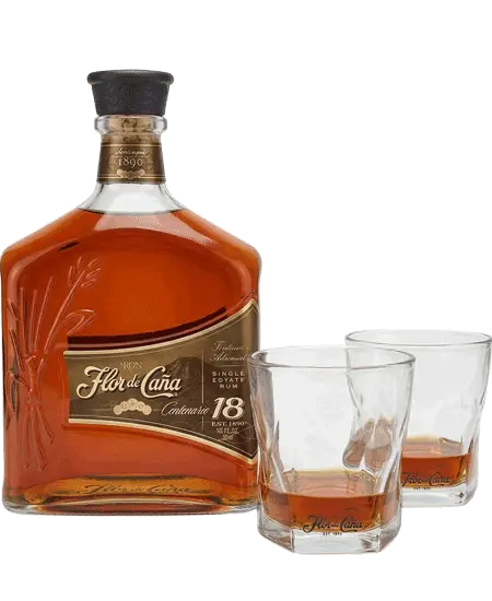 Ron Flor de Caña 18 años x 750ml Gratis 2 Copas Premium