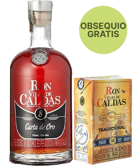 Viejo de Caldas 8 años Carta de Oro x 750ml + GRATIS Ron Viejo de Caldas 250ml