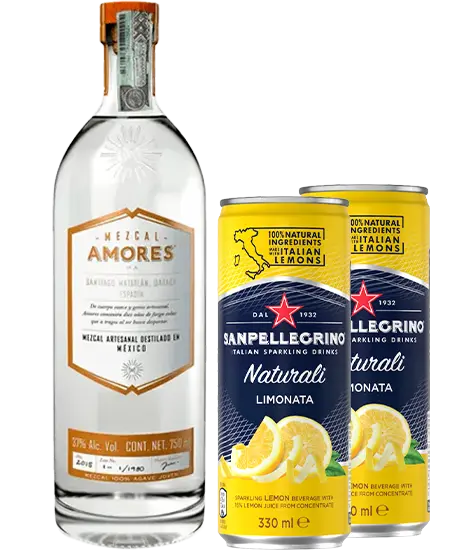 Combo Mezcal Amores Espadín Joven x 700ml + GRATIS 2 Sanpellegrino Limonata 330ml