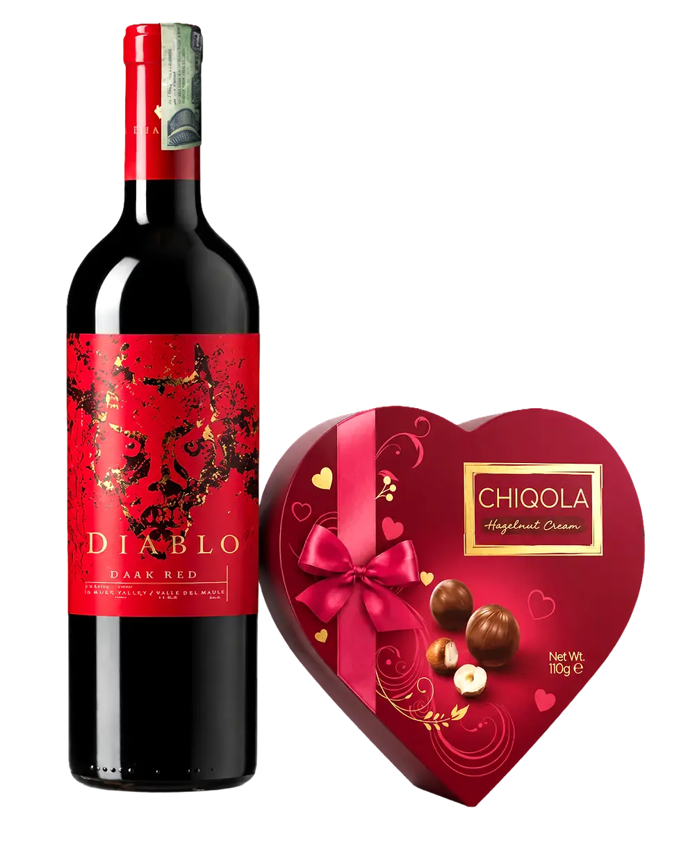Diablo Dark Red Blend x 750ml +  Gratis Chocolates Chiqola Estuche Corazón 50gr