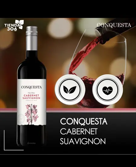Vino Tinto Cabernet Sauvignon Conquesta x 750ml con frase conquesta cabernet sauvignon
