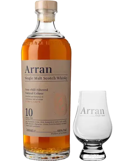 Arran Single Malt 10 Años x 700ml + Copa Glencairn GRATIS