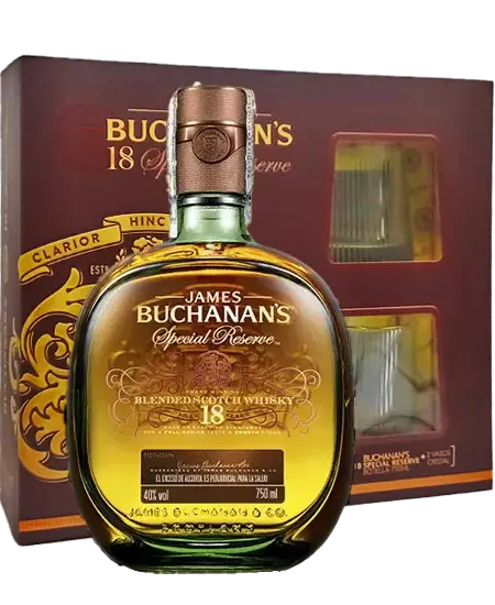 Buchanans 18 años x 750ml con caja con copas