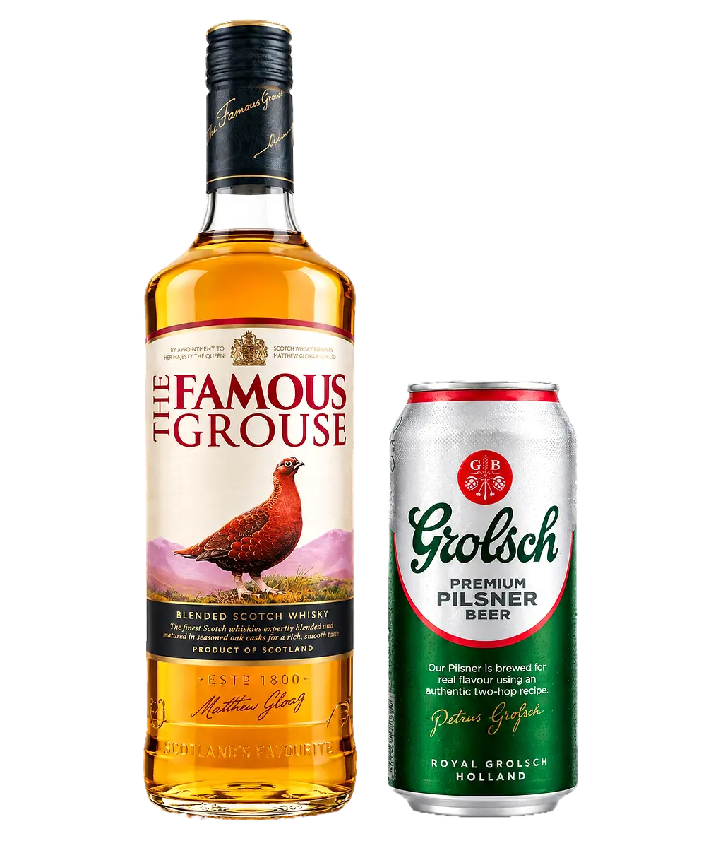 The Famous Grouse x 700ml +  Cerveza Grolsch x 500ml