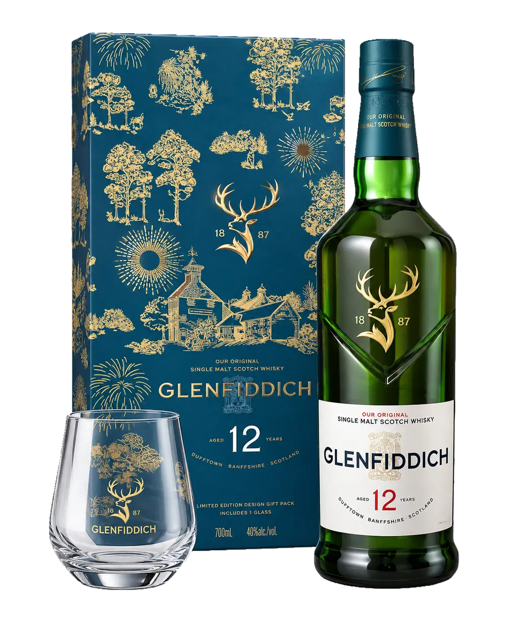 Glenfiddich 12 años x 700ml + Giftpack