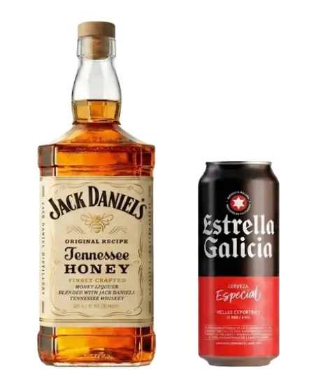 Jack Daniels Honey x 700ml + Gratis Estrella de Galicia 330ml