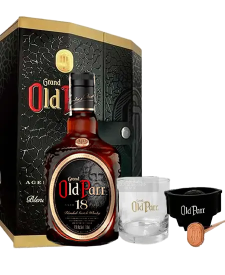 Old Parr 18 Años x 750ml + GiftPack (molde hielo, copa y pica hielo)