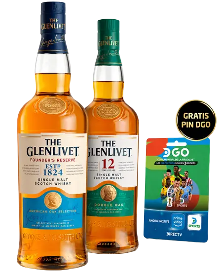 Glenlivet Founder's 700ml + Glenlivet 12 Años 700ml + Pin de DirecTV GRATIS